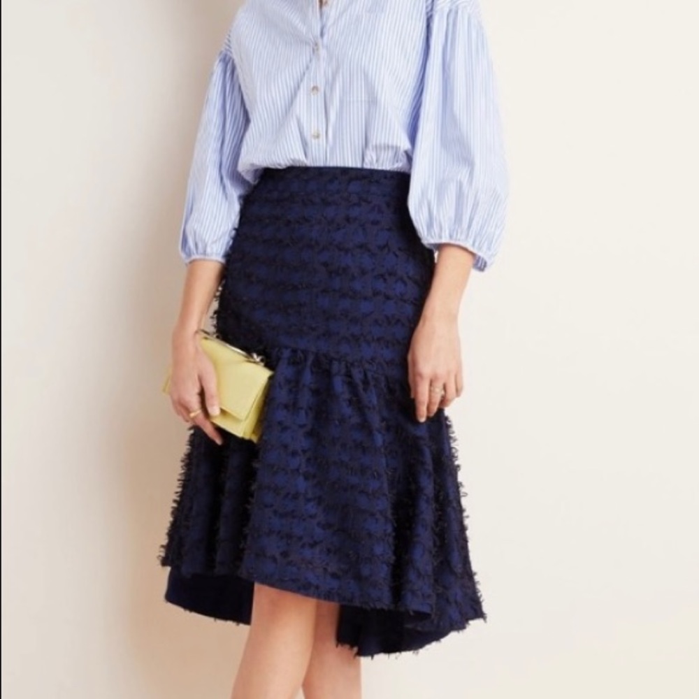Maeve by Anthropologie Miranda Textured Navy Skirt